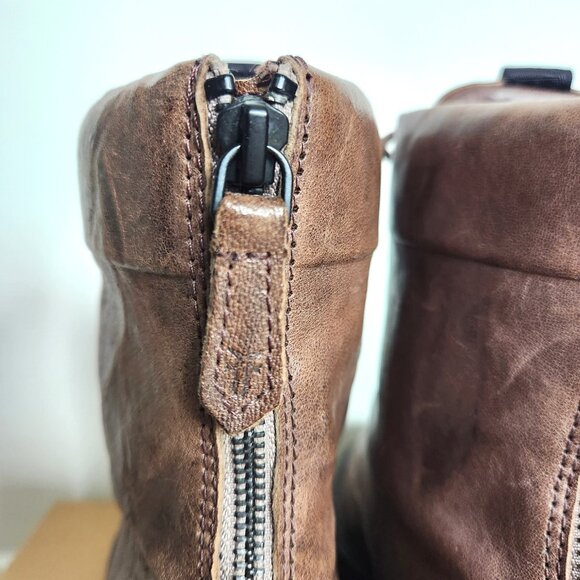 FRYE Allison Leather Combat Boots Lace-up Back Zip Brown Sz 8 - Picture 8 of 10